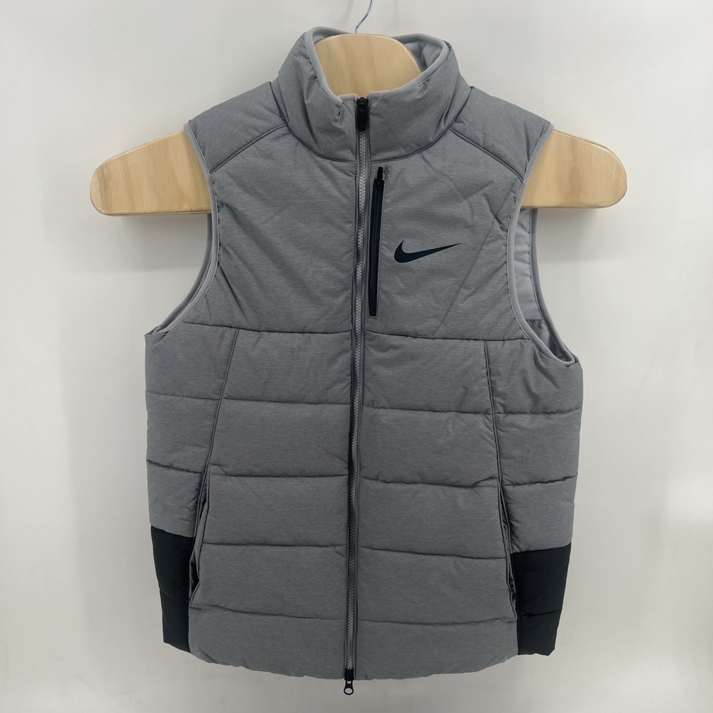 Nike Vest Mens Gray Puffer Sideline Hyperwarm Full Zip Running Medium